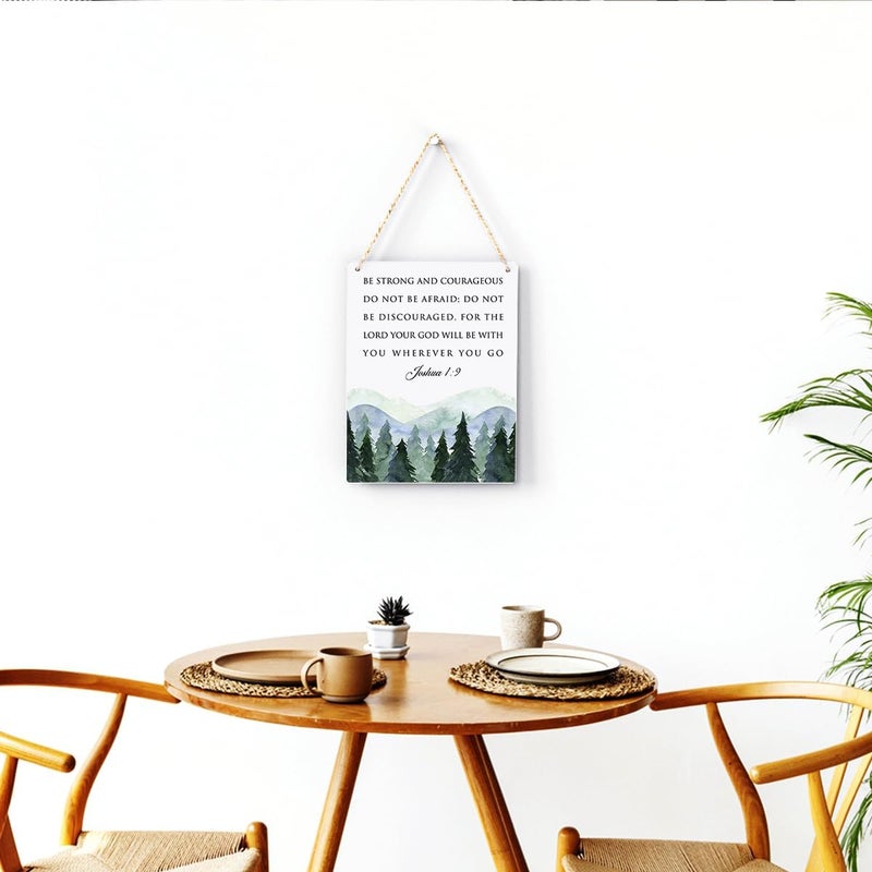 BELLOWDEER Inspirational Decor Be Strong and Courageous Joshua 1:9 Scripture Wooden Hanging Sign Christian Gift for Baby Kids Girl Boy Nursery Teen Room Bible Verse Wall Art 8 x 10 Inches - Image 4